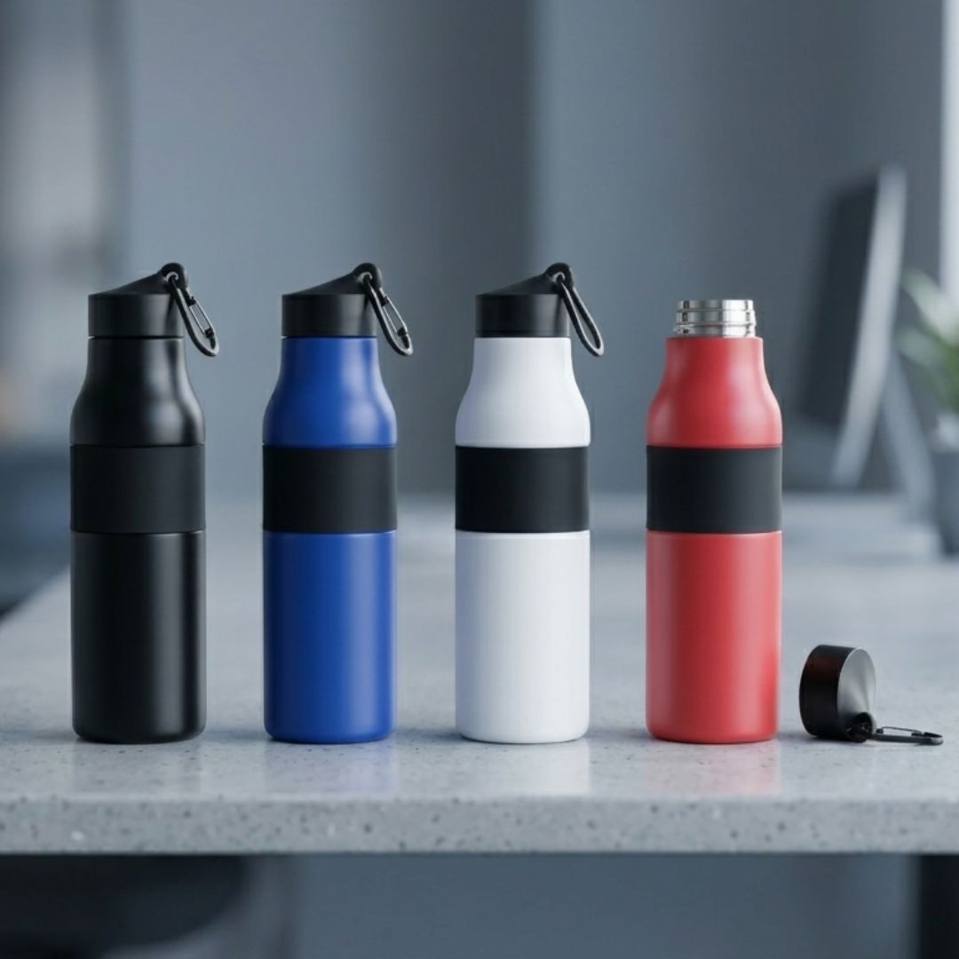 Dual Color Steel Bottle with Grip for Corporate Gifts